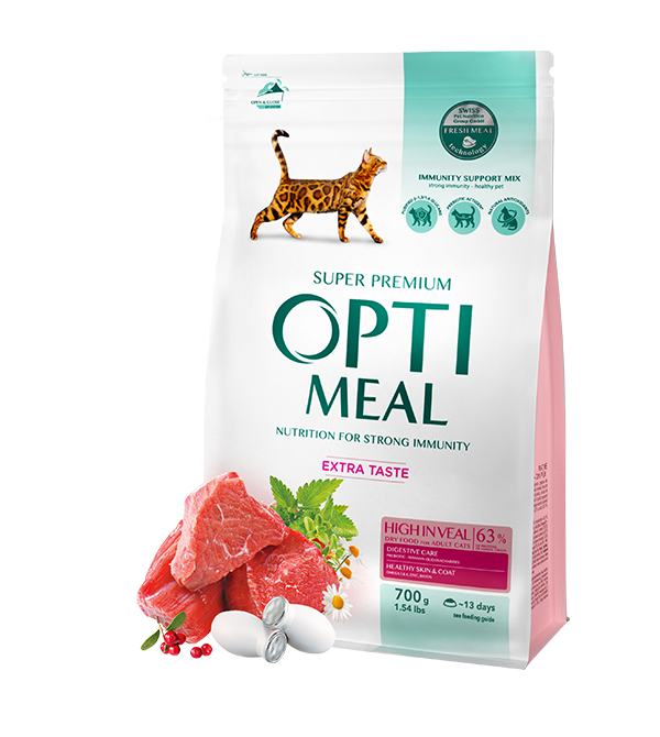 Optimeal Dry Cat Food for Adult Cats – High in Veal