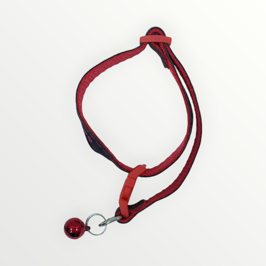 Red and Black Cat Collar with Bell