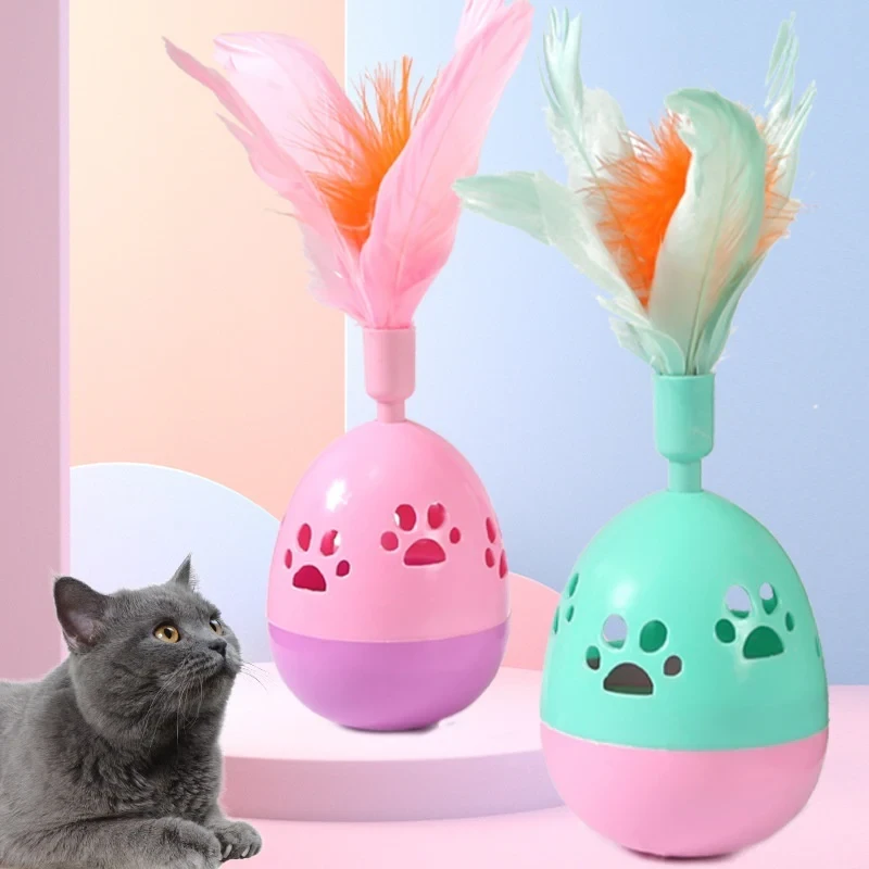 Feathered Tumbler Treat Dispensing Cat Toy