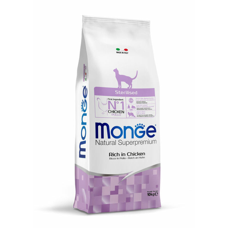 Monge Natural Superpremium Sterilised Cat Food – Rich in Chicken 10kg