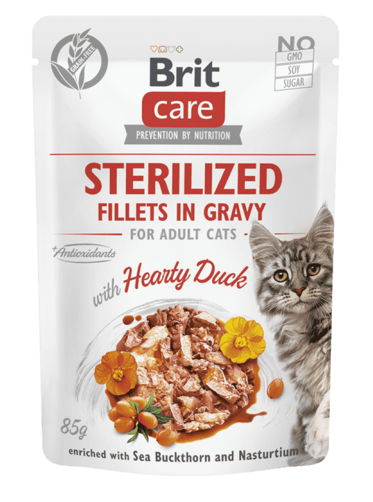 Brit Care Cat Sterilized Fillets in Gravy with Hearty Duck