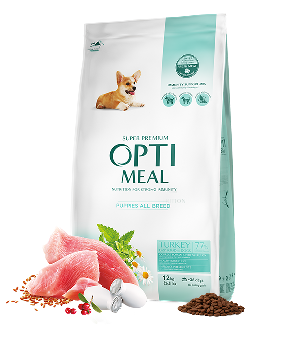 Optimeal Dry Dog Food for Puppies of All Breeds – Turkey
