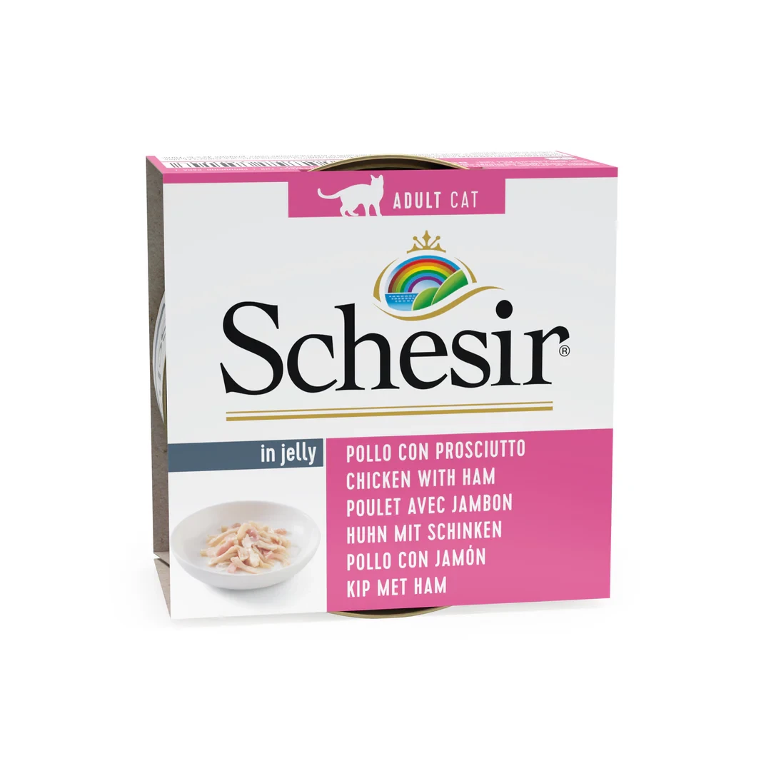 Schesir Chicken with Ham in Jelly 85g Can – Complementary Wet Food for Adult Cats