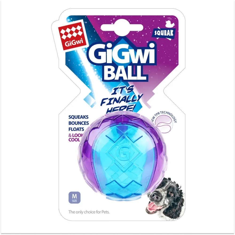 GiGwi Ball Squeaker Toy for Dogs – Blue & Purple