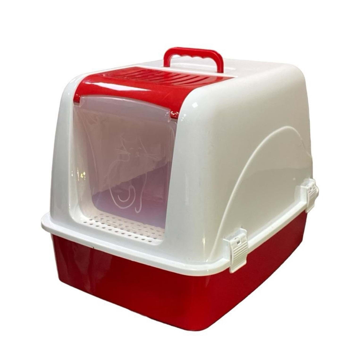Enclosed Cat Litter Box - Red
