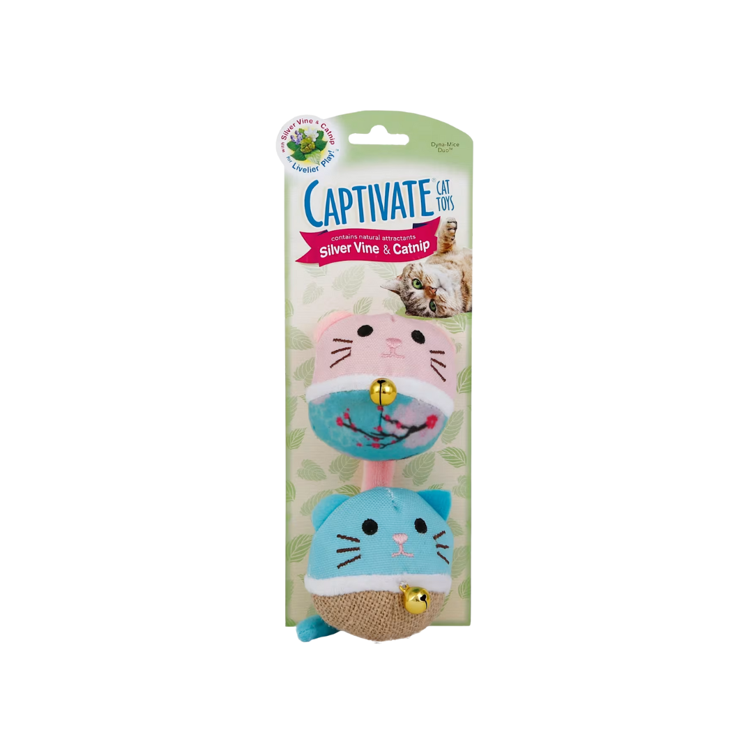 Hartz Captivate Cat Toys – Dyna-Mice Duo (Silver Vine & Catnip) – 2-Pack
