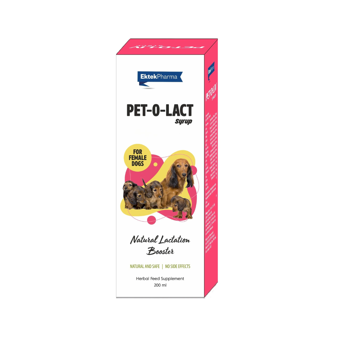 Ektek Pharma Pet-O-Lact Syrup Natural Lactation Booster for Female Dogs – 200 ml