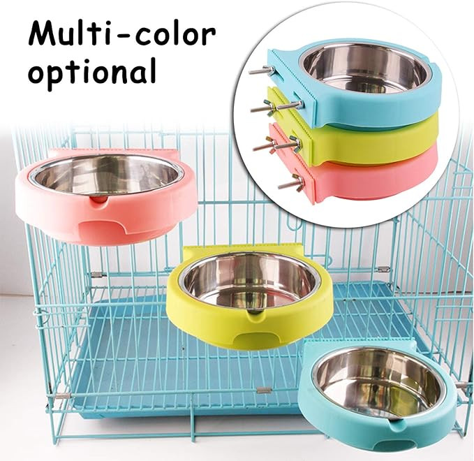 Stainless Steel Cage-Mount Pet Bowl