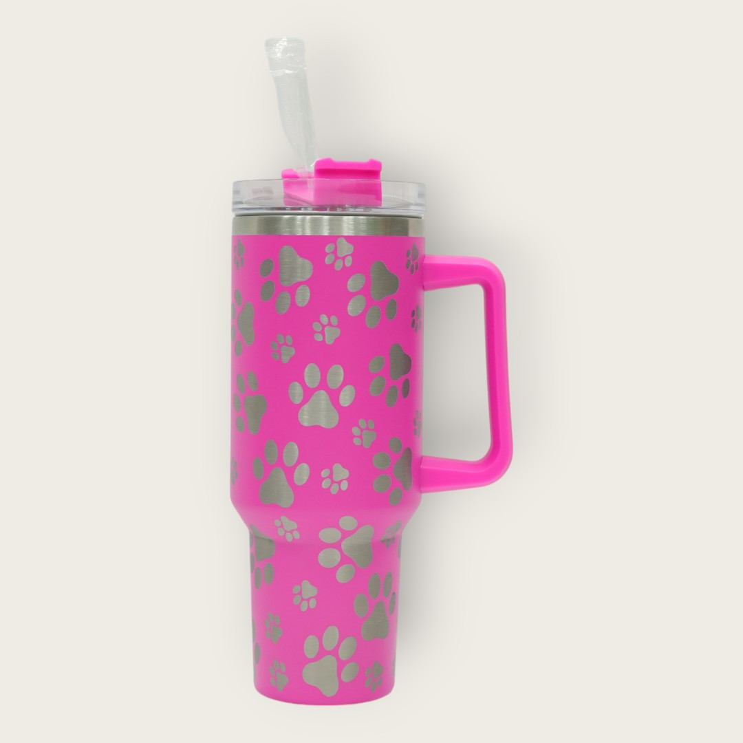 Pink Paw Print Tumbler