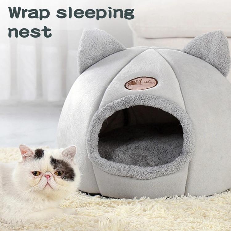 Cozy Cat Ear-Shaped Enclosed Pet Bed
