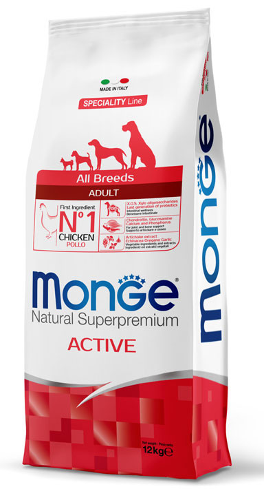 Monge Natural Superpremium All Breeds Adult Active with Chicken – 12 kg