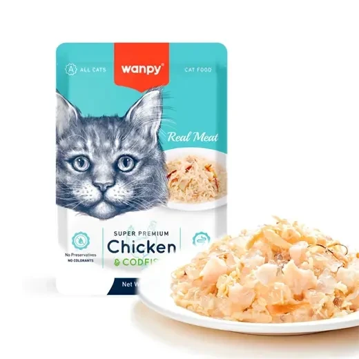 Wanpy Fillet in Jelly - Chicken & Codfish for Cats