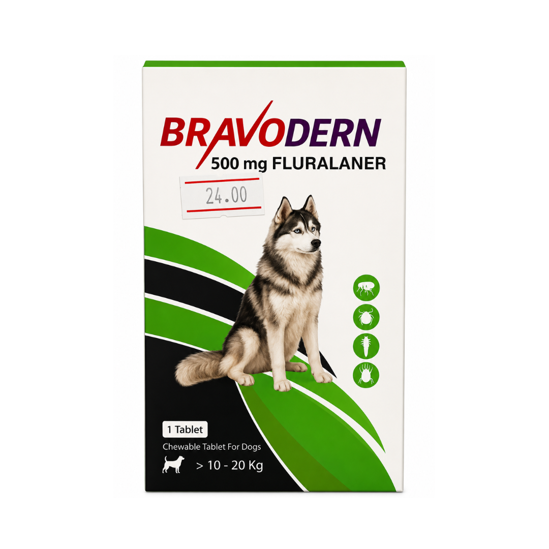 Bravodern 500 mg Fluralaner – Chewable Tablet for Dogs (10–20 kg)