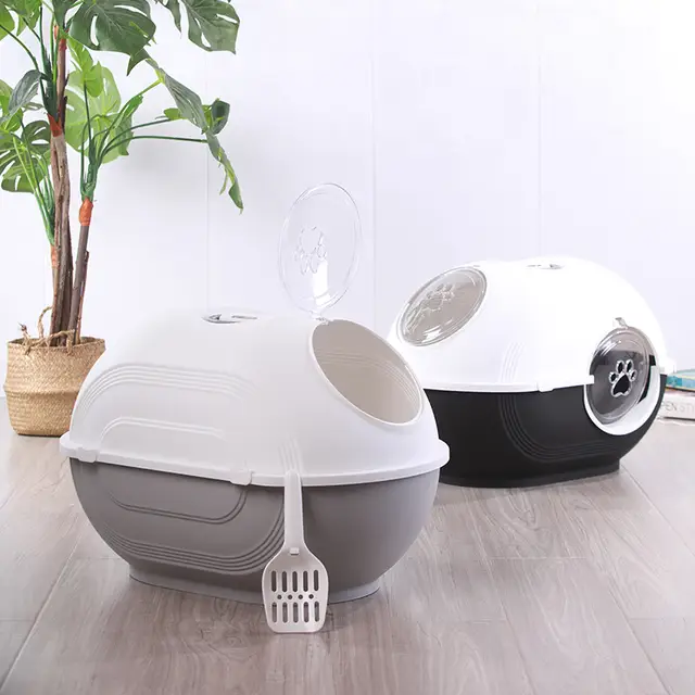 Dome-Shaped Enclosed Cat Litter Box – Spacious & Stylish