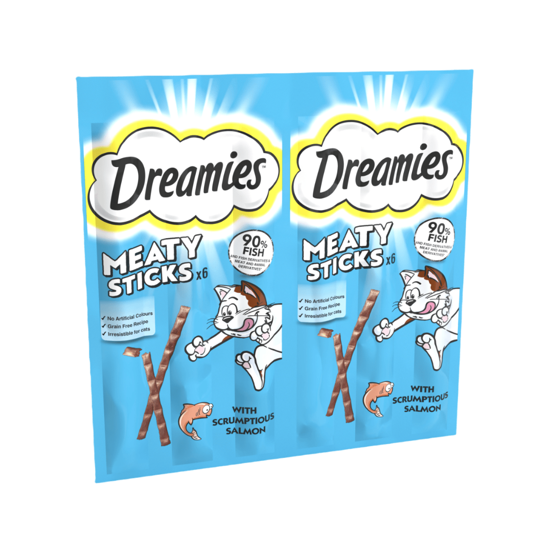 DREAMIES™ Meaty Sticks with Scrumptious Salmon Cat Treats 30g
