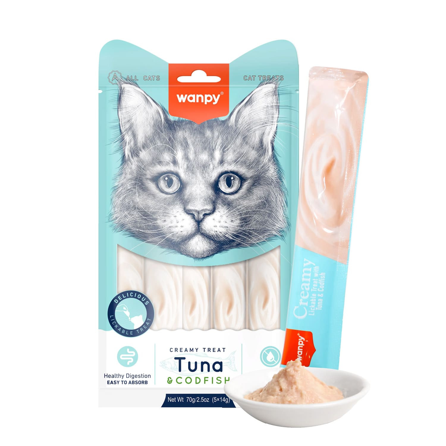 Wanpy Creamy Tuna & Codfish Lickable Treats