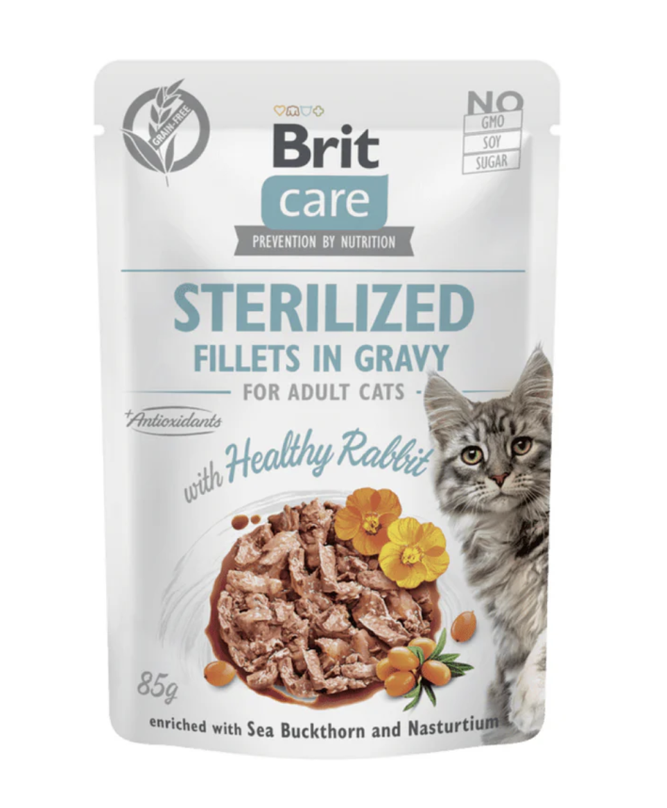 Brit Care Cat Pouch Sterilized Healthy Rabbit in Gravy