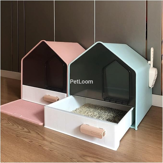 Modern Enclosed House-Shaped Cat Litter Box