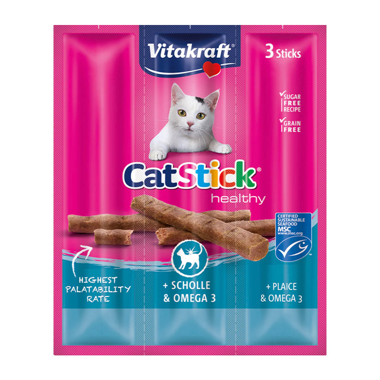 Vitakraft Cat Stick Healthy – Plaice & Omega 3 (3 Sticks)