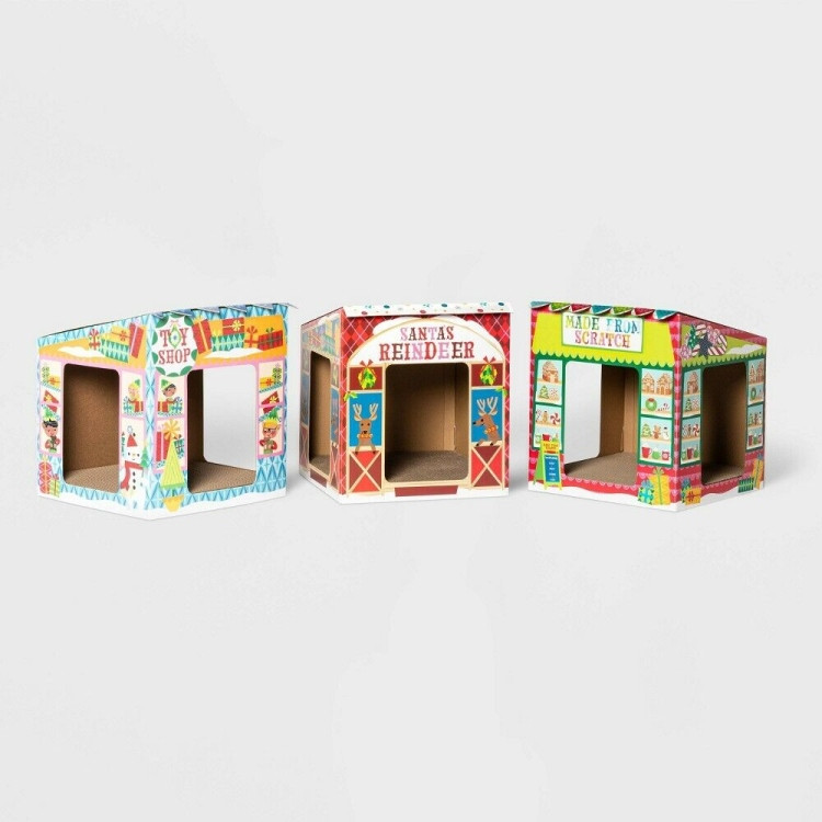 Village Cat Scratcher House – 3-Piece Set
