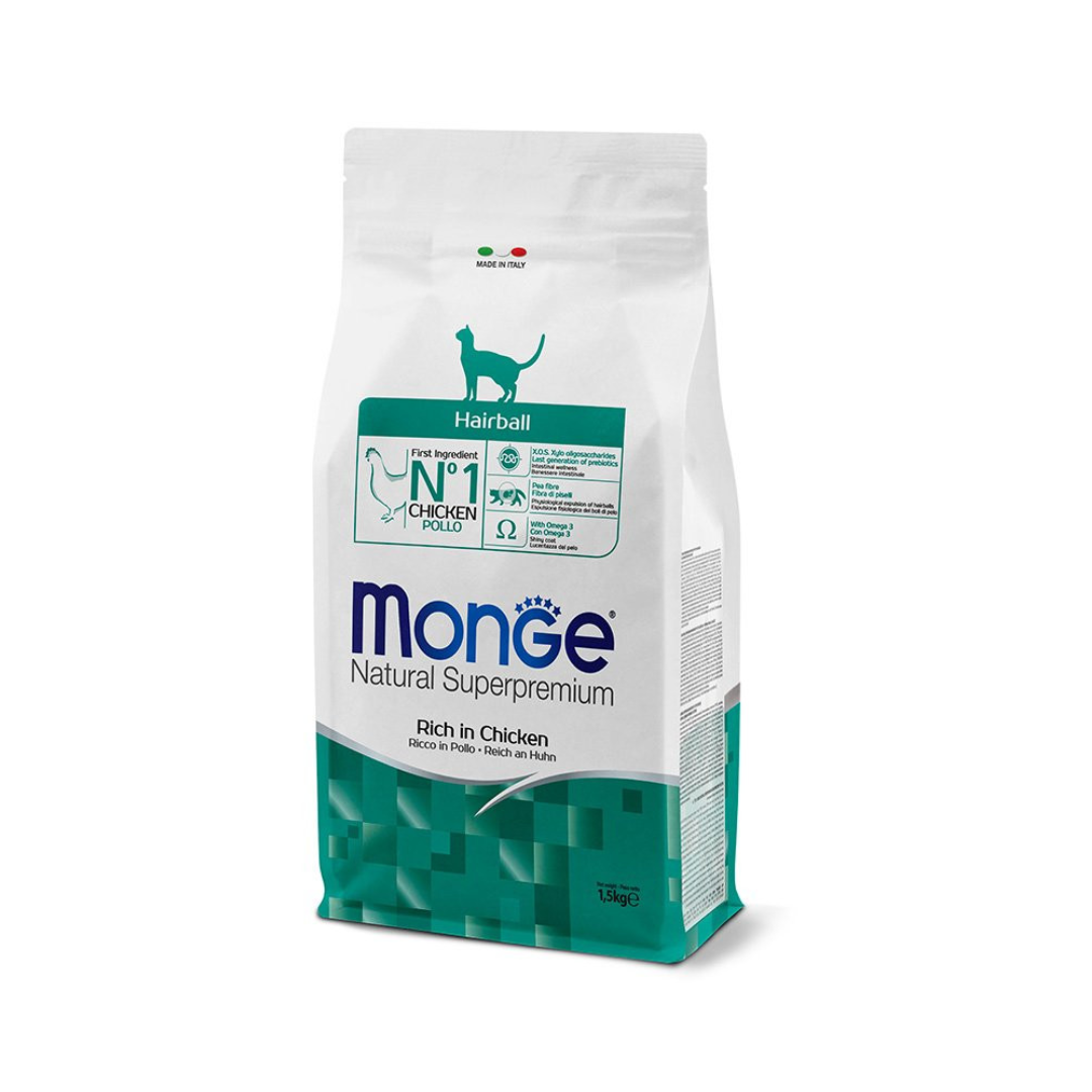 Monge Natural Superpremium Hairball – Rich in Chicken 1.5kg