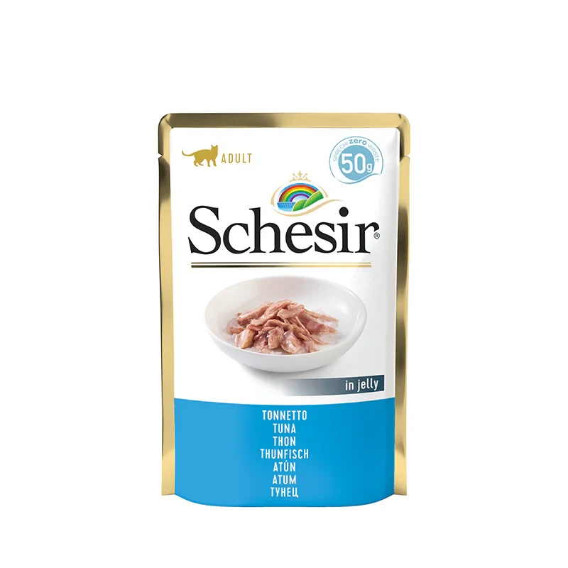 Schesir Tuna in Jelly 50g Pouch – Complementary Wet Food for Adult Cats