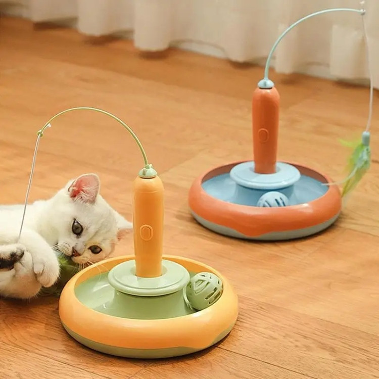 Interactive Feather & Ball Cat Toy