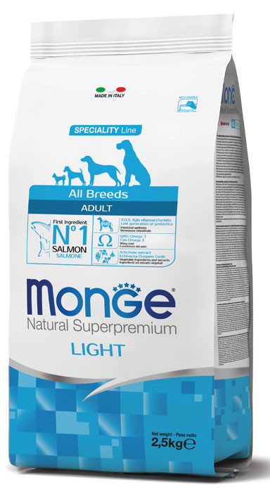 Monge Natural Superpremium All Breeds Adult Light – Salmon with Rice – 2.5 kg