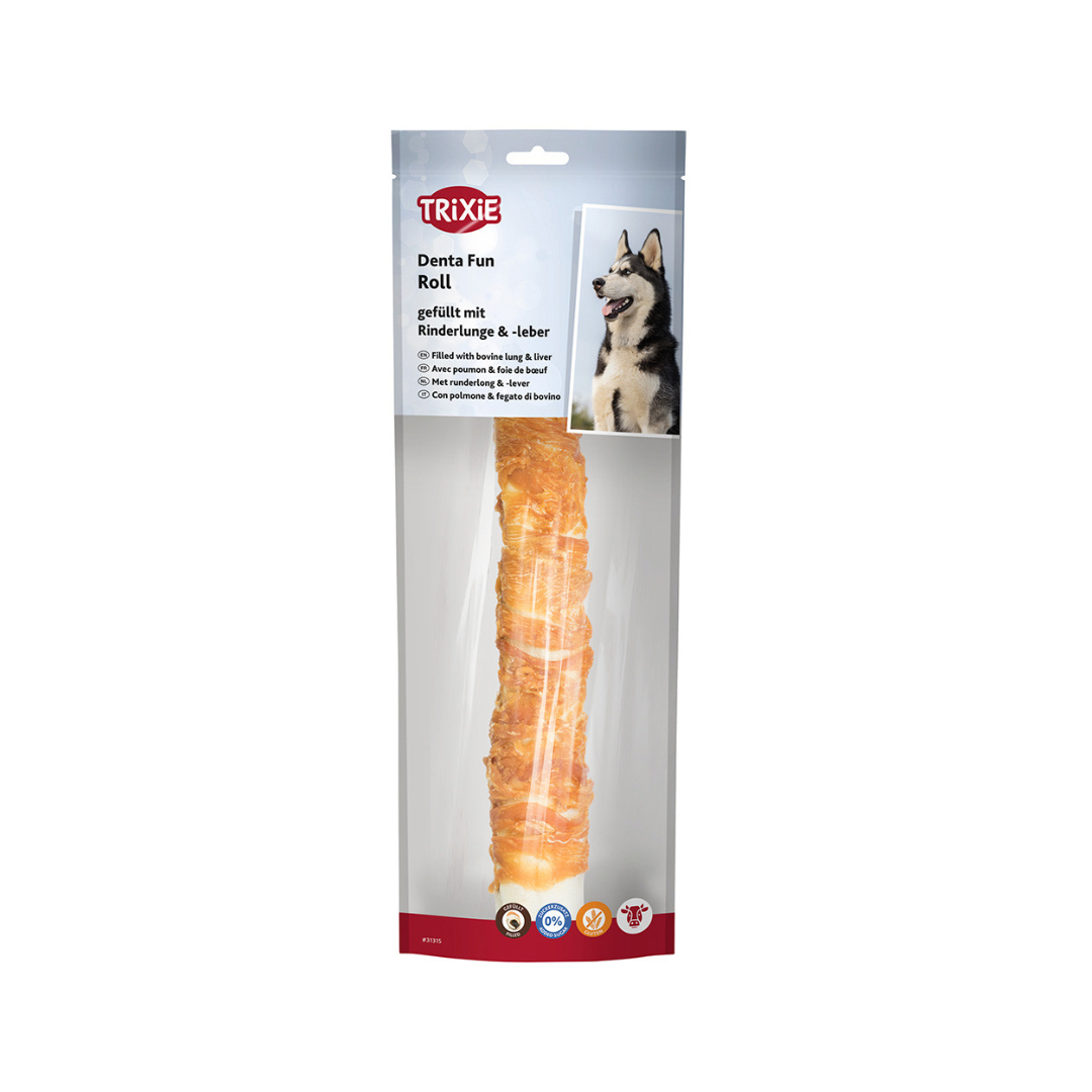 Trixie Denta Fun Roll – Filled with Bovine Lung & Liver (28 cm, 150 g)