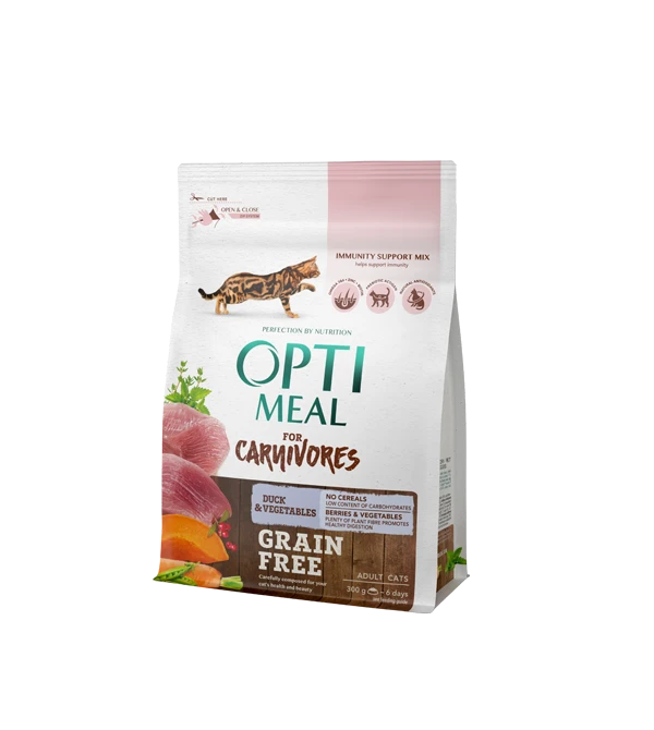 Optimeal Grain Free Dry Cat Food For Adult Cats - DUCK And Veggies
