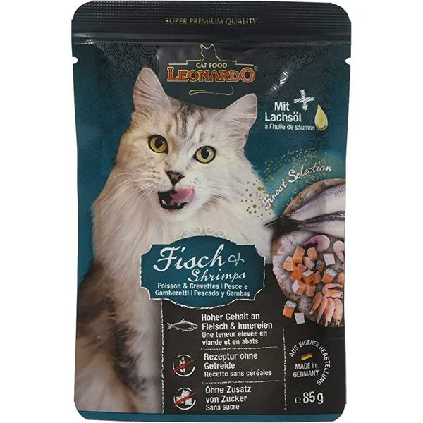 Leonardo Wet Cat Food Fish & Shrimps 85gm