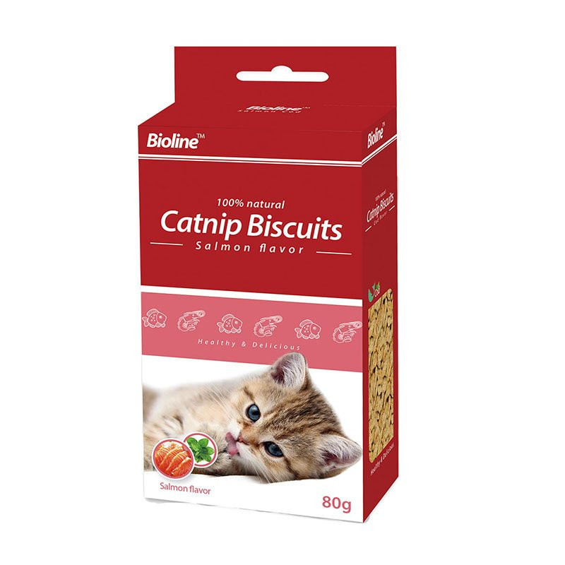 Bioline Catnip Biscuits Salmon Flavor Cat Treats