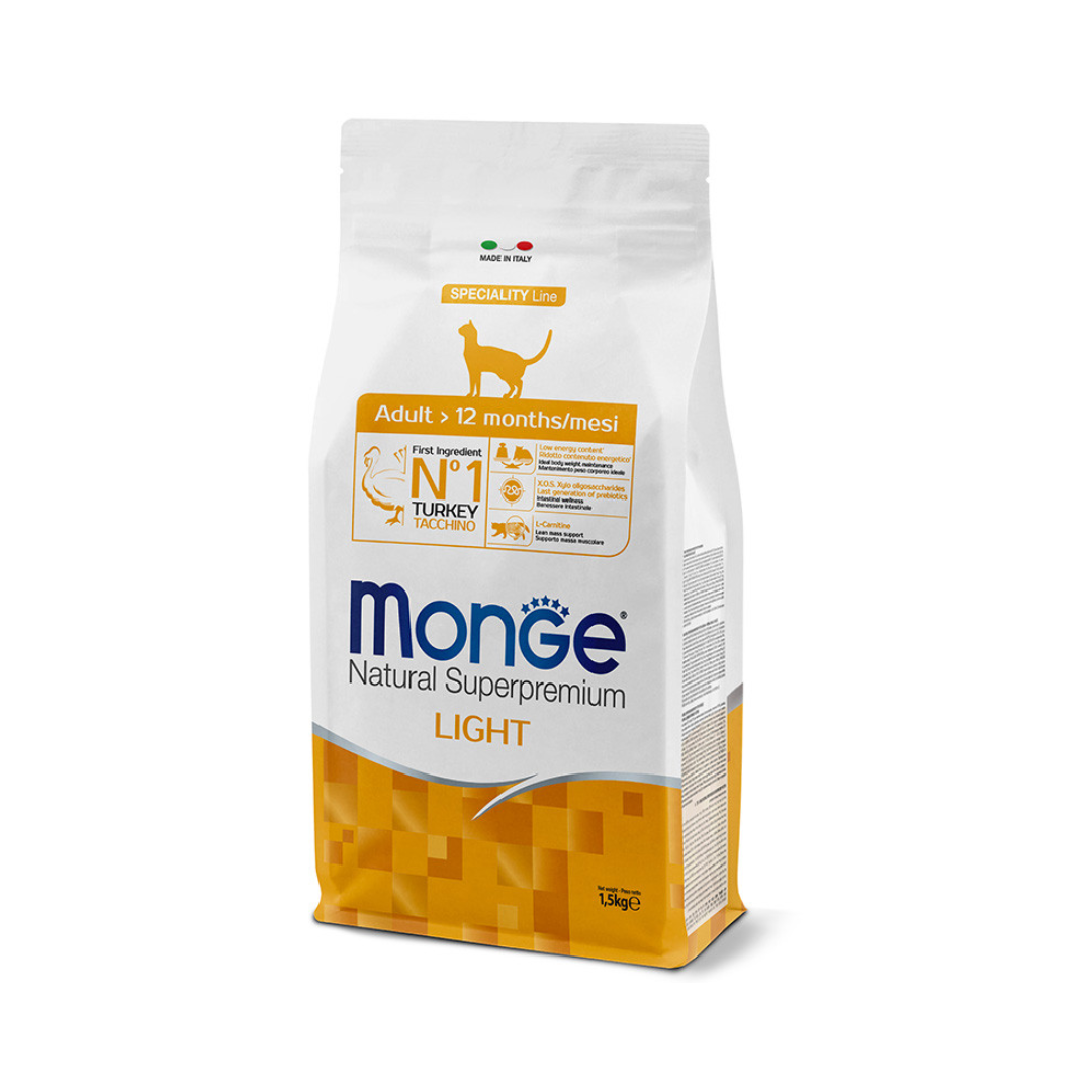 Monge Natural Superpremium Adult Cat Light – Rich in Turkey 1.5kg