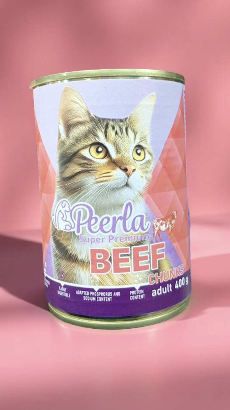 Peerla Super Premium Beef Chunks – Wet Food for Adult Cats