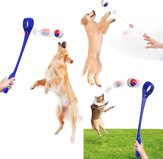 Dog Ball Launcher with Retractable Rope