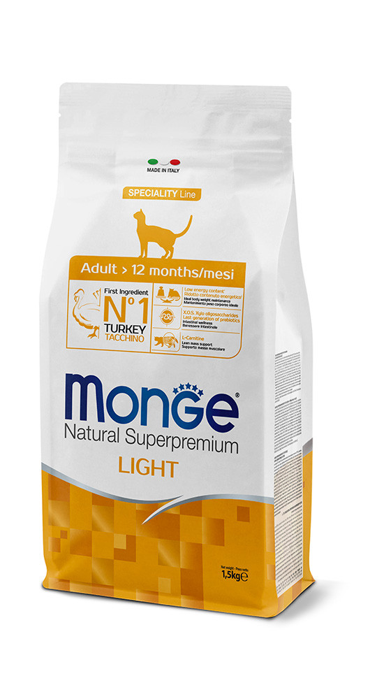 Monge Natural Superpremium Adult Cat Light – Rich in Turkey 1.5kg