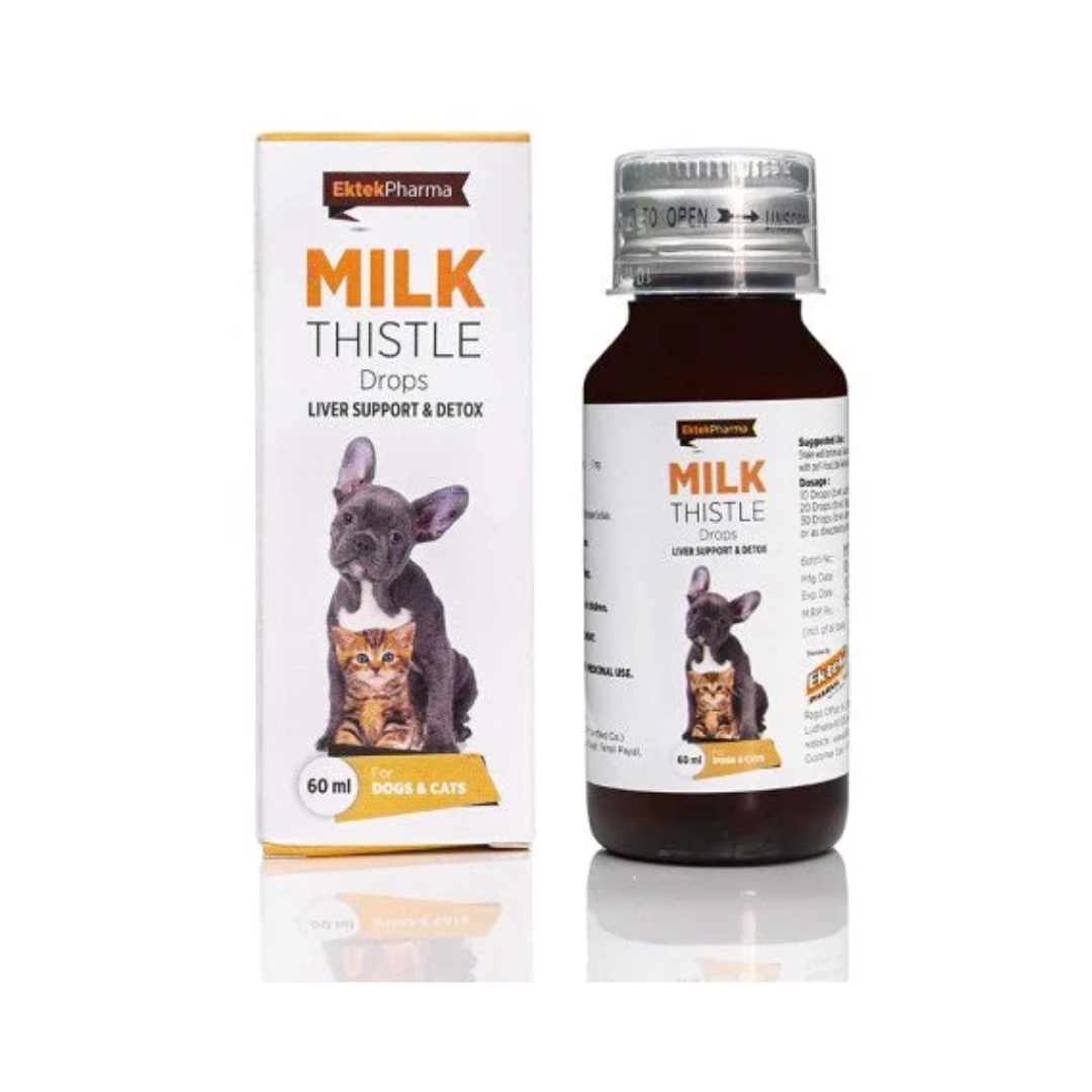 Ektek Pharma Milk Thistle Drops Liver Support & Detox for Dogs & Cats – 60 ml
