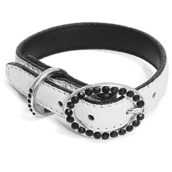 Elegant Jewel Leather Dog Collar