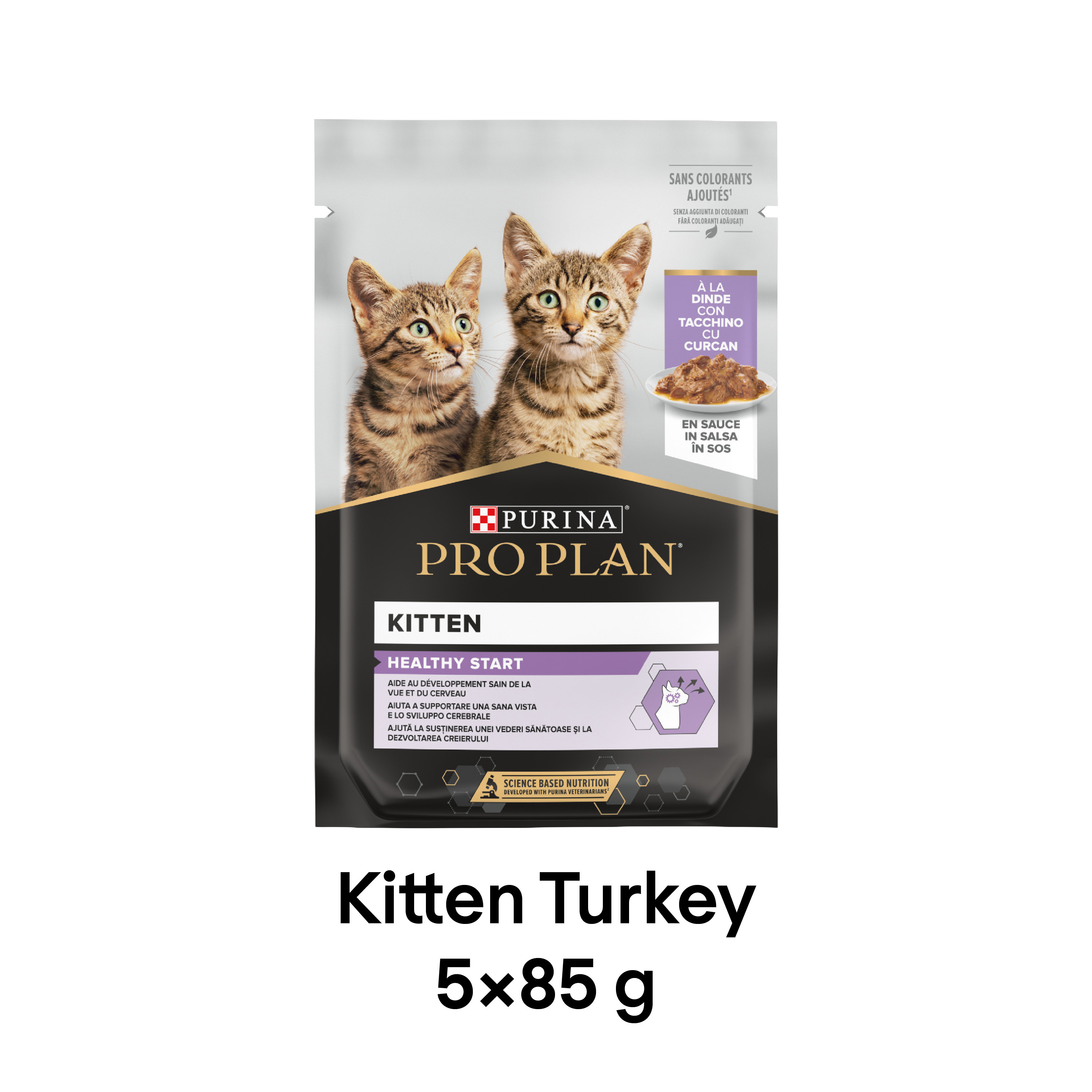 Pro Plan Kitten Healthy Start, Wet Cat Food Turkey in Gravy, 5x85g