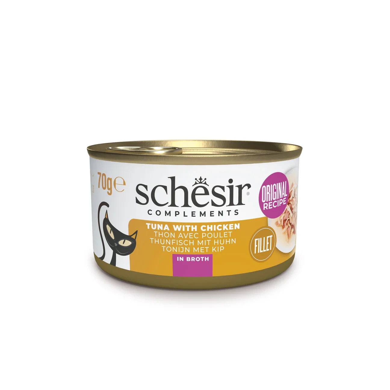 Schesir Complements – Tuna & Chicken Fillets in Broth – 70g Can