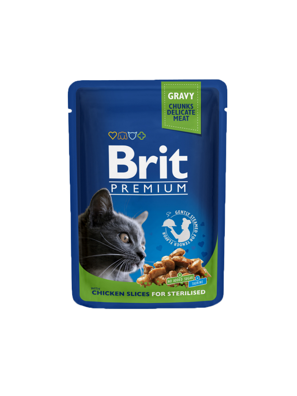 Brit Premium Cat Pouches Chicken Slices for Sterilised