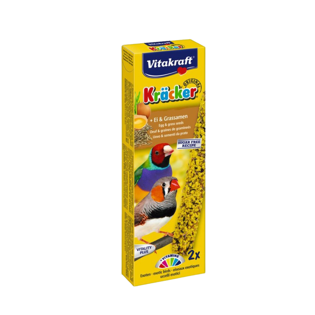 Vitakraft Kräcker – Egg & Grass Seeds Snack Sticks for Exotic Birds (2 Pieces)