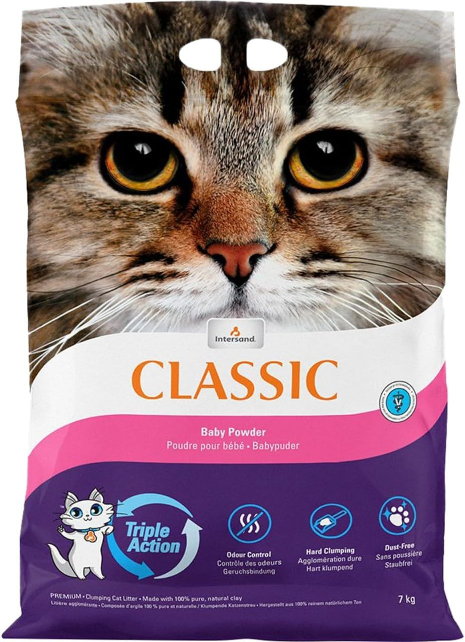 Intersand Classic Clumping Cat Litter – Baby Powder Scent – 7 kg