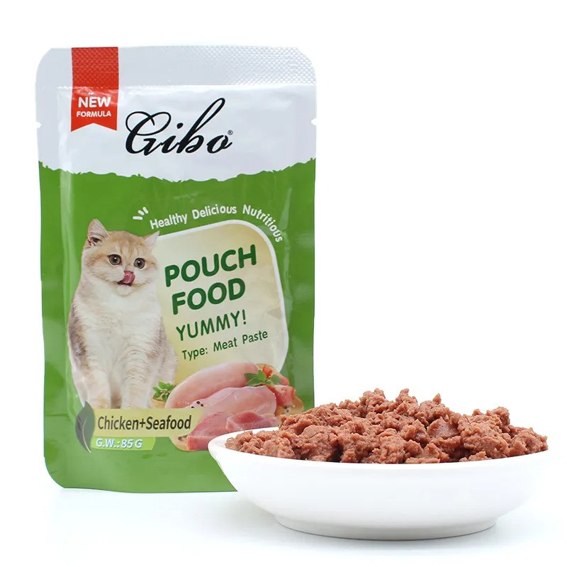 Gibo Cat Pouch Food Chicken & Seafood Flavour 85g – Meat Pâté