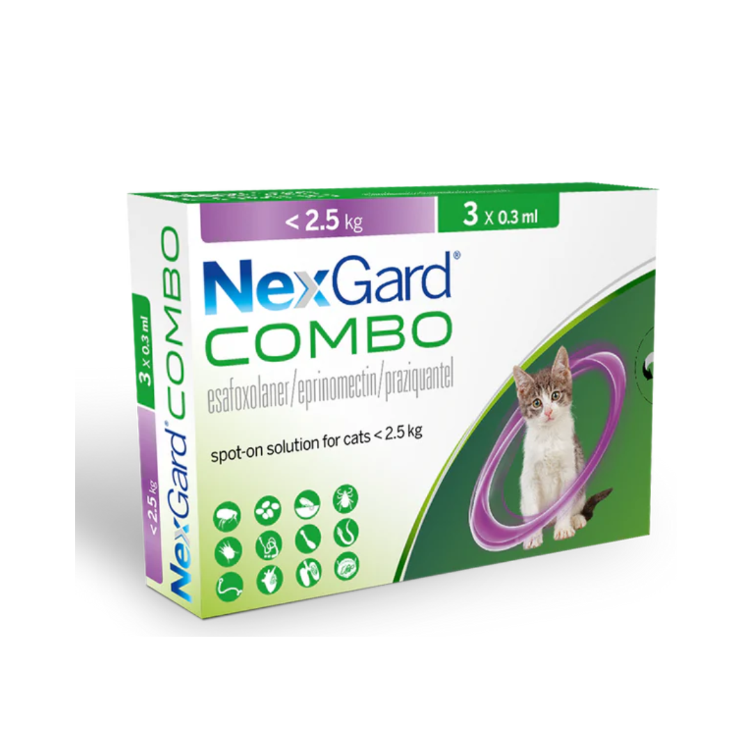 NexGard Combo Spot-On for Cats < 2.5 kg – 3 Pipettes (0.3 ml Each)