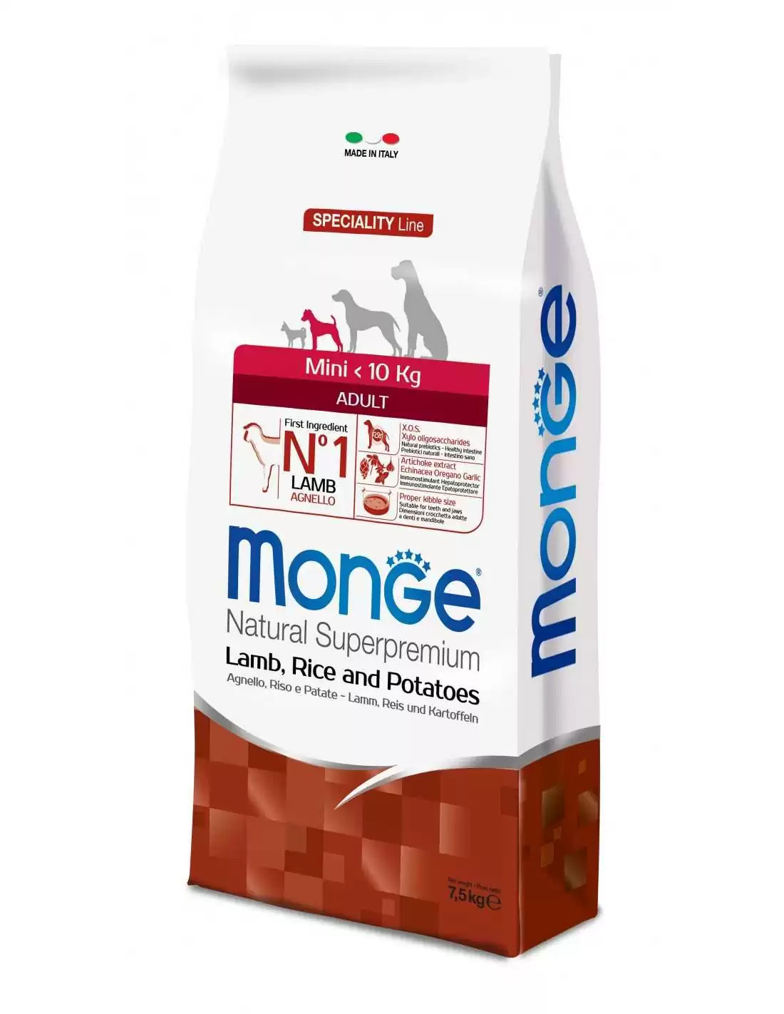 Monge Natural Superpremium Mini Adult Monoprotein Lamb with Rice and Potatoes – 7.5 kg