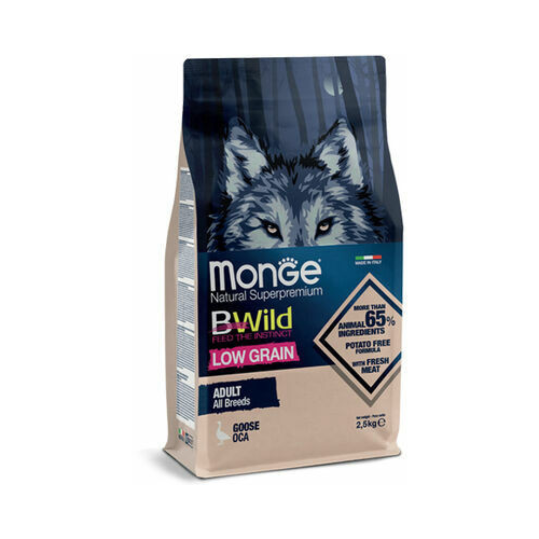 Monge Bwild Low Grain All Breeds Adult Dog Goose – 2.5 kg
