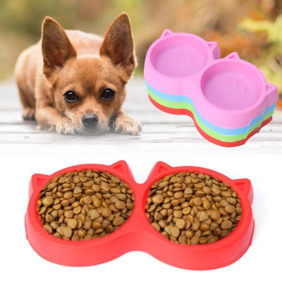 Double Cat-Shaped Food & Water Bowl