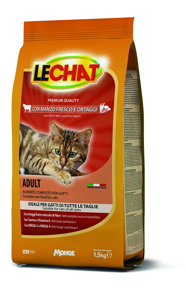 LeChat Adult Kibbles with Fresh Beef and Vegetables – 1.5 kg
