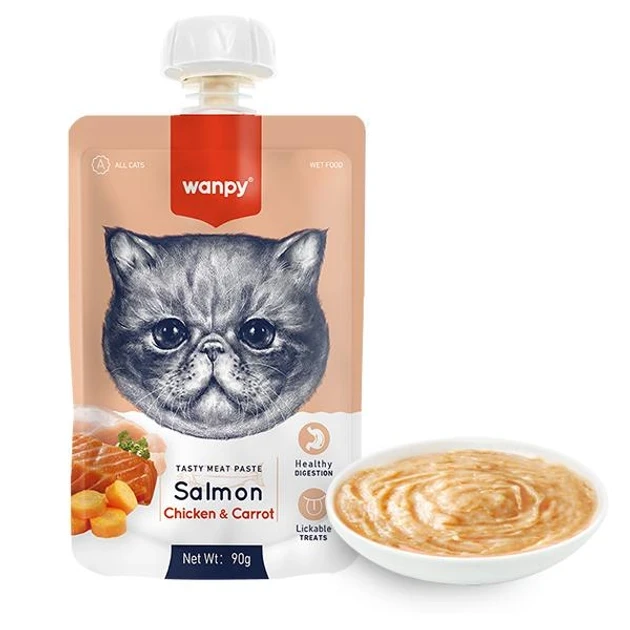Wanpy Tasty Meat Paste Salmon with Chicken and Carrot for Cats